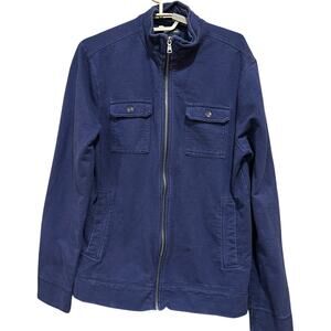 Banana Republic Shirt Jacket Women Medium Blue Full Zip Pockets Androgynous